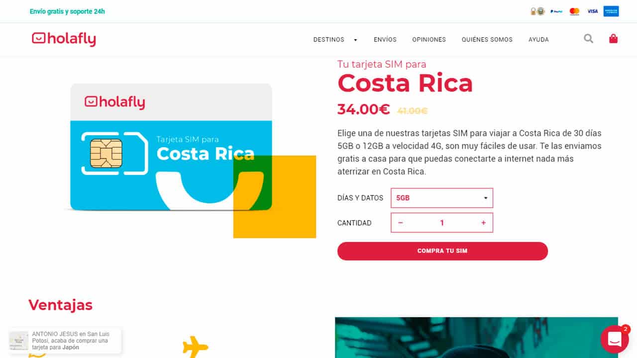 evitar roaming costa rica con holafly