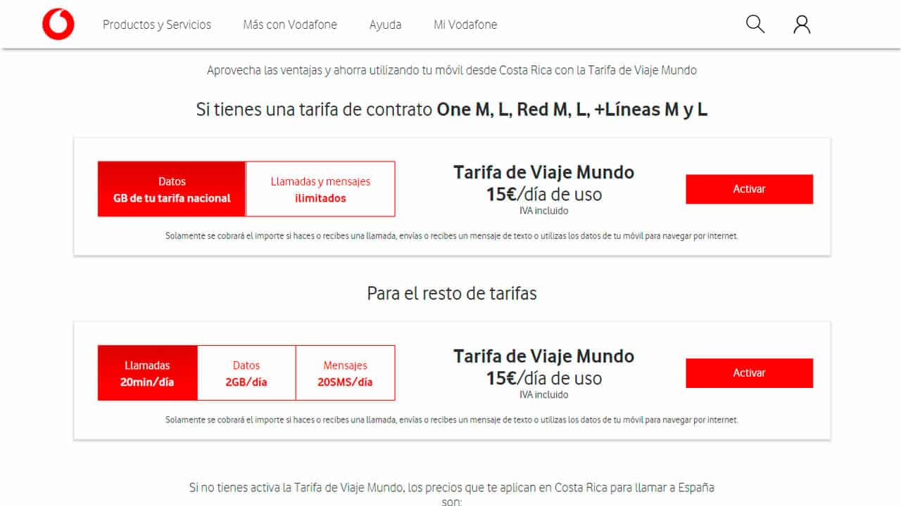 roaming costa rica vodafone