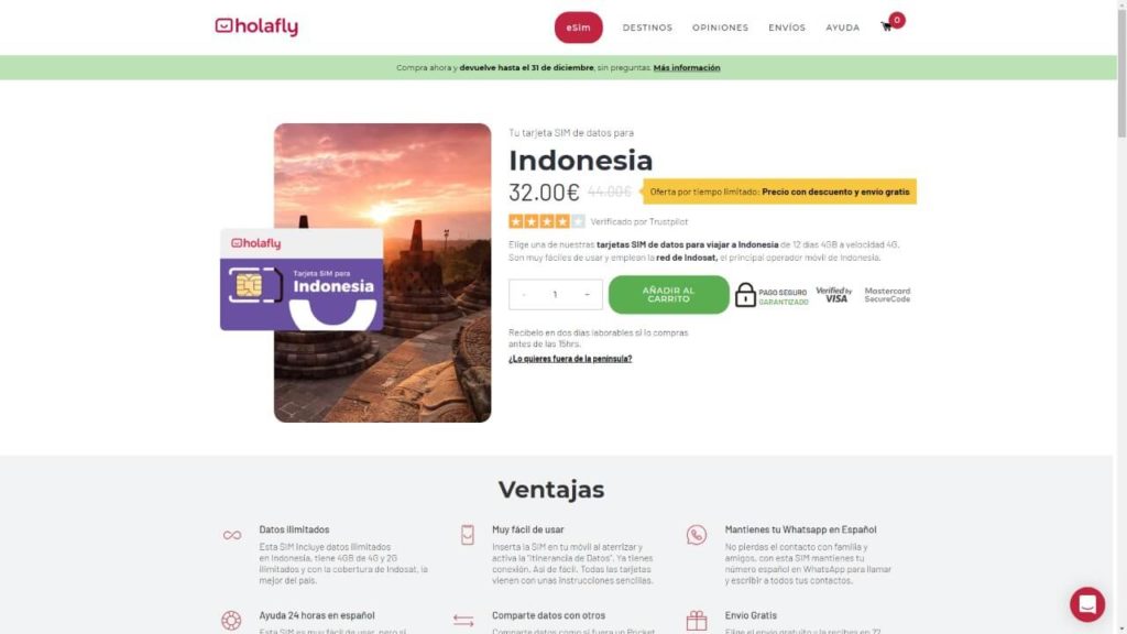 tarjeta sim de holafly para indonesia