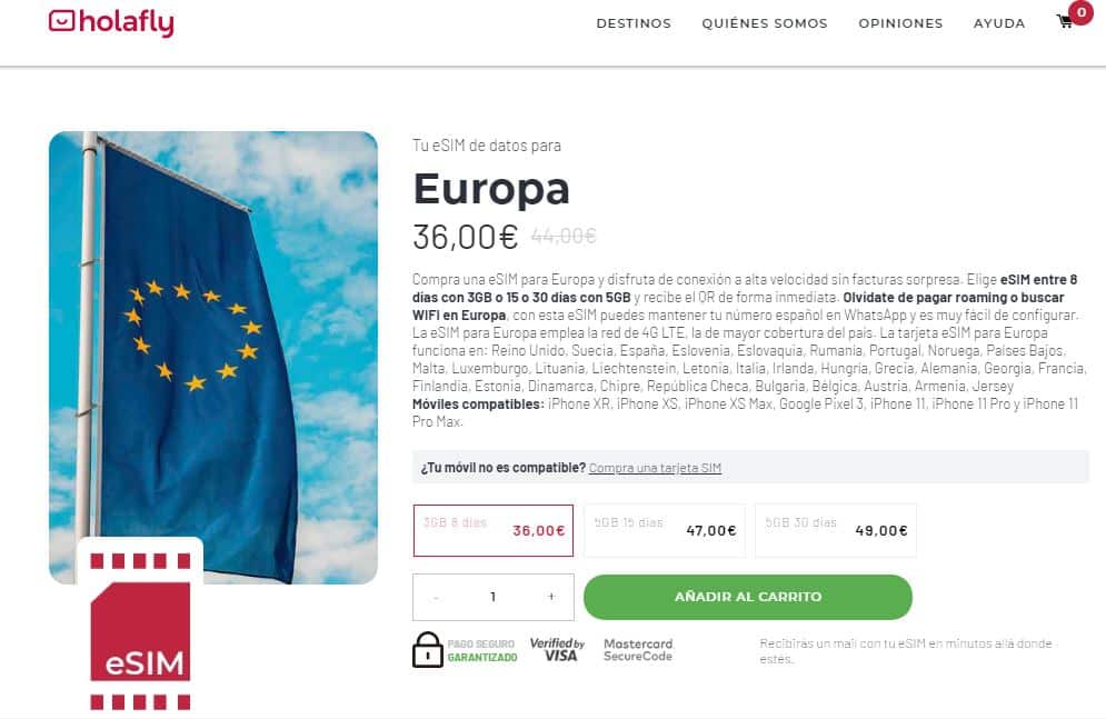 esim holafly internet europa en el extranjero